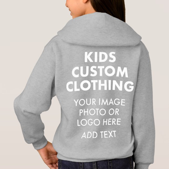 HOODIE DE PULLOVER DA MENINA Personalizada - CINZA (Verso)