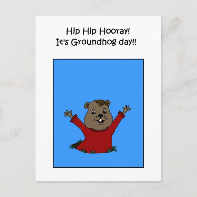 Hooray, seu cartão postal do dia Groundhog (Frente)