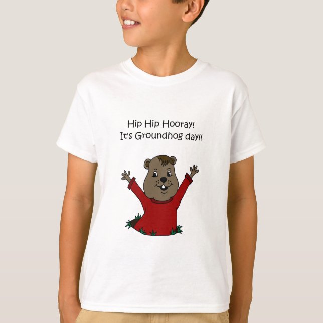 hooray seu t-shirt do dia de Groundhog (Frente)