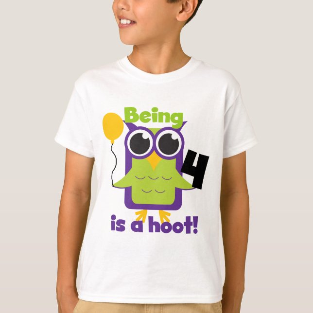 Hoot Owl 4th Birthday T-shirts e presentes (Frente)