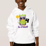 Hoot Owl 4th Birthday T-shirts e presentes<br><div class="desc">Camisetas de Aniversário do Hoot 4th,  fatos-calças,  sacos-tota,  cartões,  autocolantes e muito mais com uma coruja verde e roxa colorida e texto que diz "Ser 4 é uma prostituta!".</div>