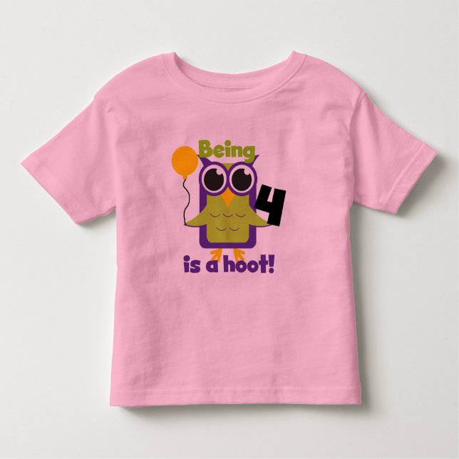 Hoot Owl 4th Birthday T-shirts e presentes (Frente)