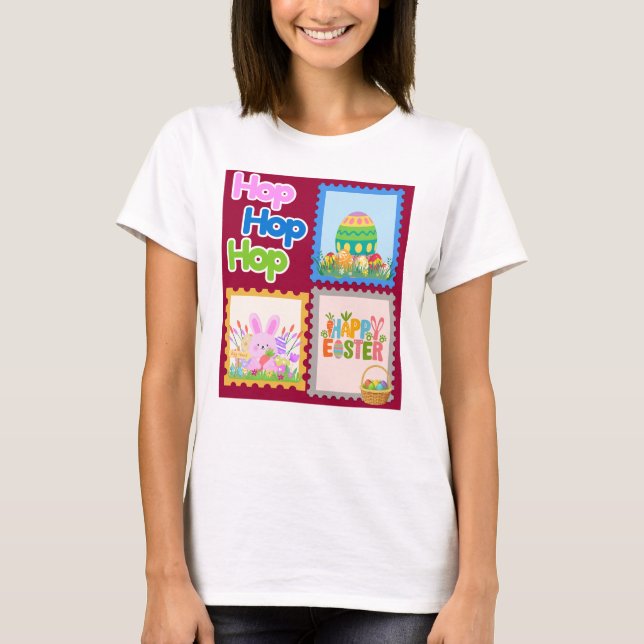 Hop Hop Hop Cute Easter Women T-Shirt (Frente)