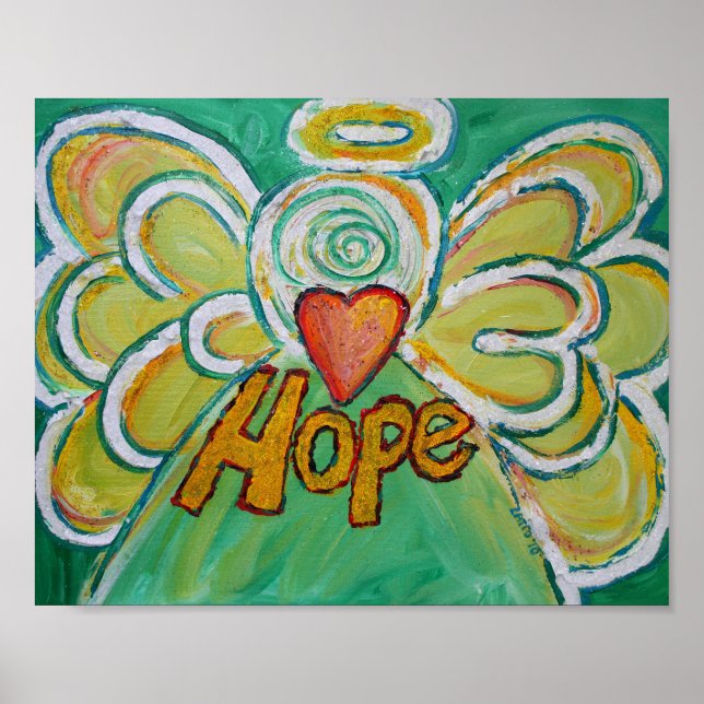 Hope Angel Inspiration Word Art Impressão (Frente)