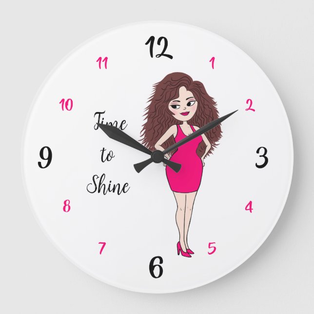 Hora de Brilhar – Relógio de Parede Mulher Elegant (Frente)