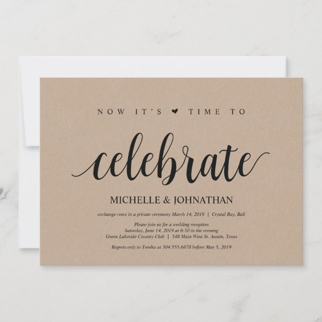 hora de celebrar convites de casamento fuga (Frente)