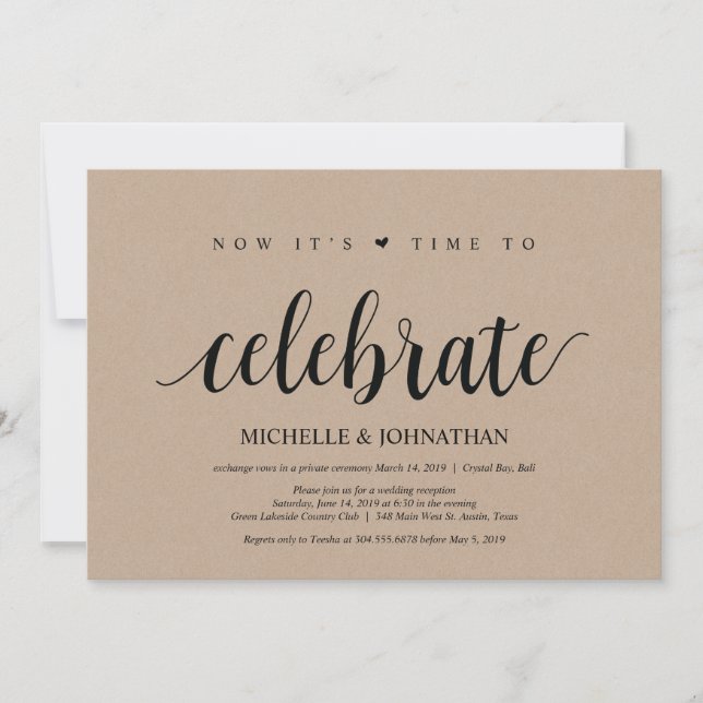 hora de celebrar convites para elopementos de casa (Frente)