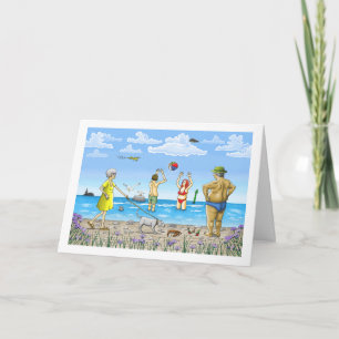 Hora de Verão no Cartão de Aniversário de praia