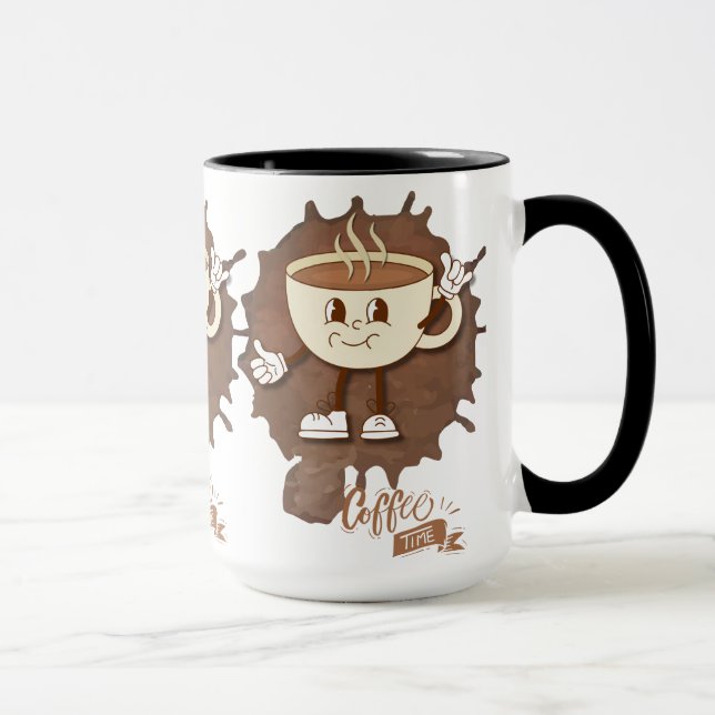 **Hora do Café – Xícara Sorridente e Vapor  (Direita)