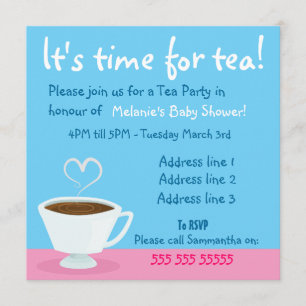 "Hora do chá" convite de festas de chá