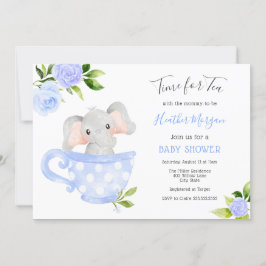 Hora do Convite ao Chá de fraldas Tea Elephant