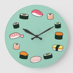 Hora do Sushi! Relógio de Parede Funky (Mint)