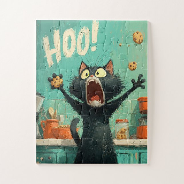 HORA! Gato de Biscoito - Quebra-cabeça de Cozinha  (Vertical)