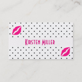 Horário Bolinhas cartão de visita/Pretas com Lábios Rosa Q