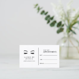 Horário Cartão de Agendamento Glam Eyelashes Preto e Branc
