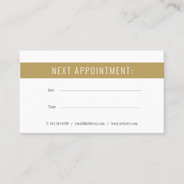 Horário Cartão de Compromisso Branco Dourado Minimalista E (Frente)