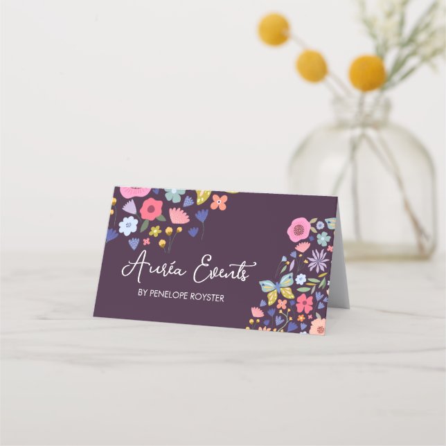 Horário Cartão de Compromisso de Eventos de Design Floral (Frente)