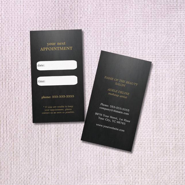 Horário Cartão de Compromisso Dourado Branco preto-Elegant (Criador carregado)