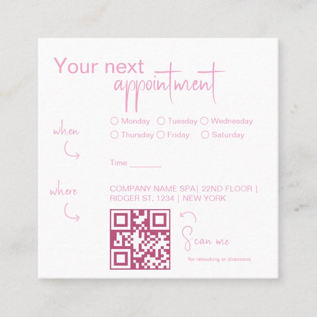 Horário Cartão de compromisso Elegante moderno com QRcode (Frente)