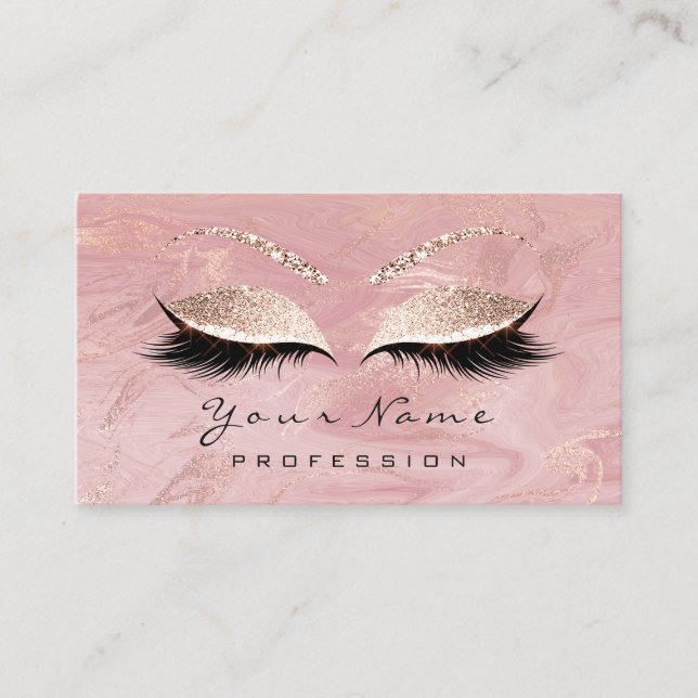 Horário Cartão de Compromisso Makeup Pink Lashes Marble (Frente)