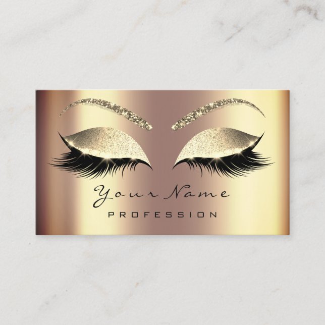 Horário Cartão de Compromisso Marble Sepia Lashes Dourado  (Frente)