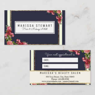Horário Cartão de Compromisso Vintage Floral Dourado Stri