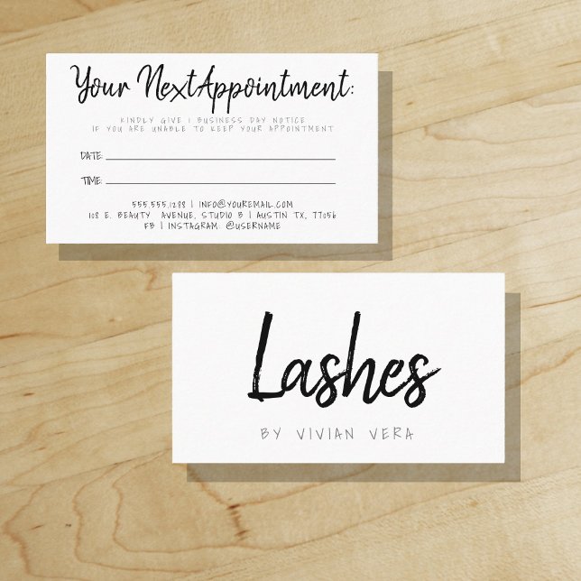 Horário Cartão de Consulta de Cílios Moderno Minimalista P ("Everyday is abundantly beautiful." 
Sincerely Best Wishes from Lucky Design World)
