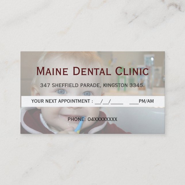 Horário Cartão de Consulta de Escovação de Dentes da Clíni (Frente)