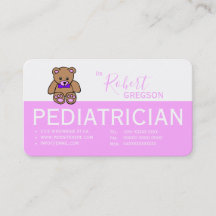 Cartão de Consulta Pediátrica Urso de Pelúcia Rosa