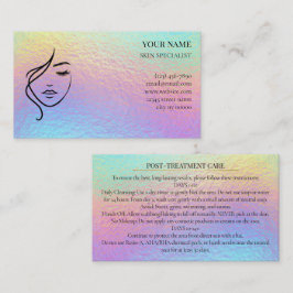 Horário Cartão de Cuidados Pós Tratamento de Skincare Holo