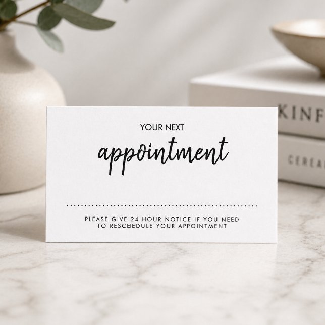 Horário Cartão de Lembrete de Compromisso | Moderno Minima (A stylish professional reminder card perfect for salons, wellness spas, and beauty studios)