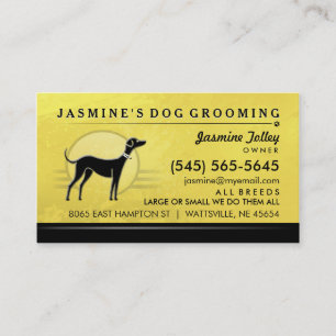 Horário Cartão de visita amarelo do Groomer do cão & pre