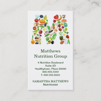 Horário Cartão de visita da nomeação do monograma M do