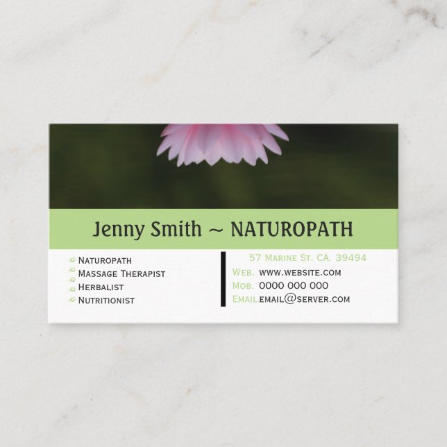 Horário Cartão de visita de Compromisso de Lily Naturopath (Frente)
