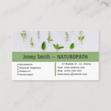 Cartão de Visita de Consulta de Naturopatia Ervas 