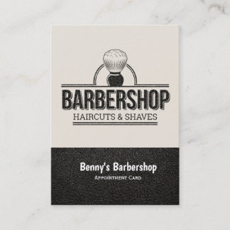 Horário Cartão de visita de couro de barbearia