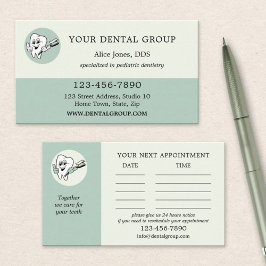 Horário Cartão de visita de Nomeação de Dentista Verde Sag