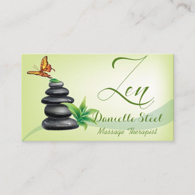 Horário Cartão de Visita de Terapeuta Zen Stones (Frente)