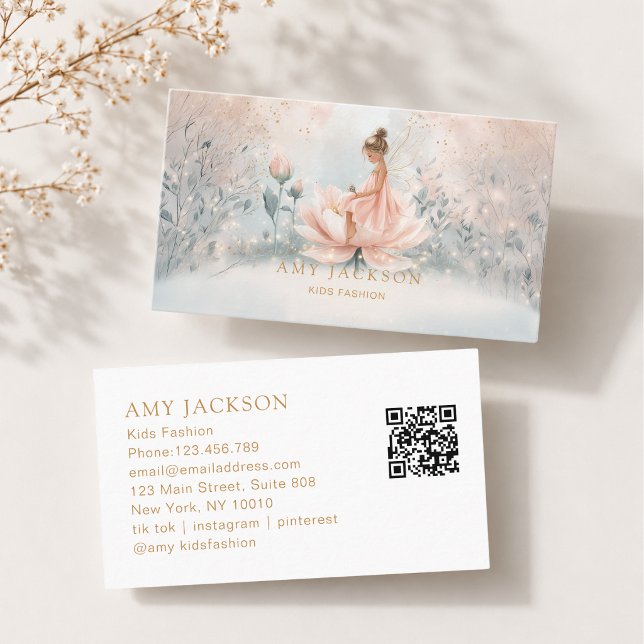 Horário Cartão de Visita QR Code Fada Caprichosa (Whimsical Fairy QR Code Business Card)