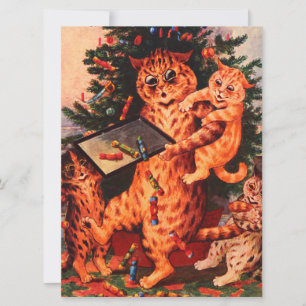 Horário de Natal Catland Louis Wain Flat Card