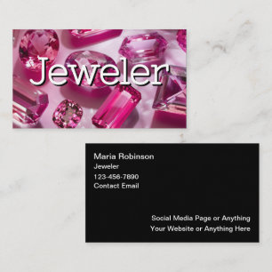 Horário Glitzy Jeweler Jewelry Theme Cartão de visita Rosa