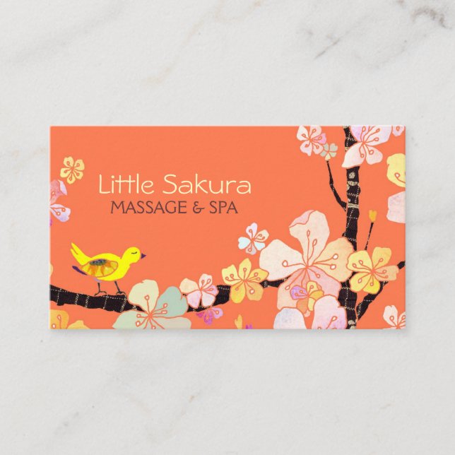 Horário Lil Sakura Bird Massage + Cartão de Nomeação Spa (Frente)