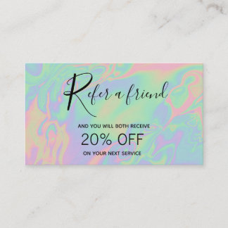 Horário Pastel de Script Holográfico Moderno - Cartão de R