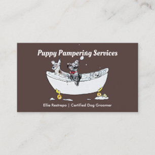 Horário Pet Grooming Puppy Dogs em um Cartão de Compromiss