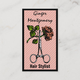 Horário Rosa e Cartão de visita de Stylist do Cabelo da Te