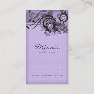 Horário Roxo preto de linho do cartão de visita floral