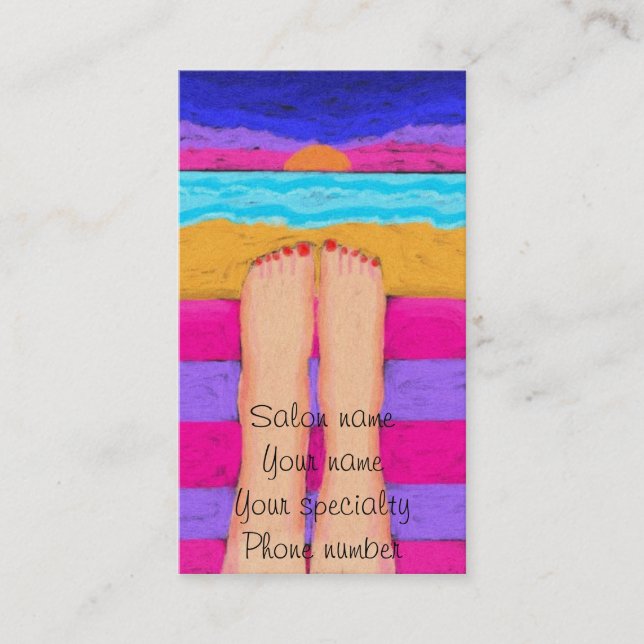 Horário Unhas vermelhas no Cartão de visita sunset (Frente)