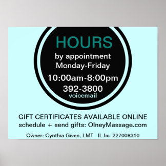 HORAS poster de porta frontal de negócios