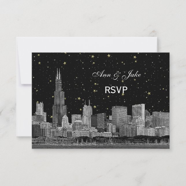 Horizonte de Chicago Gravado Estrela DIY BG RSVP # (Frente)