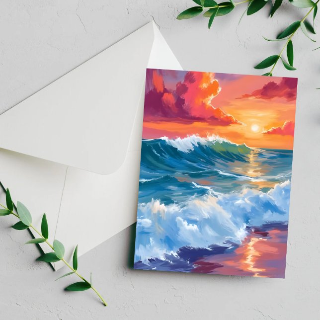Horizonte de Luz Carta Pintada com Ondas do Oceano (Criador carregado)